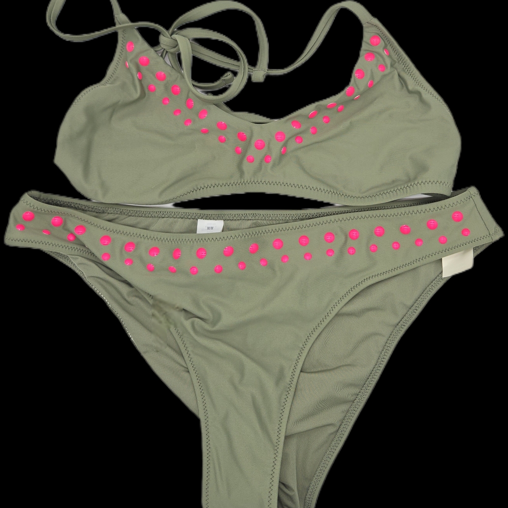 Aerie Green and Pink Bikini Sporty Style